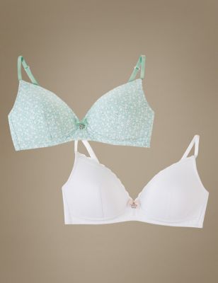 2 Pack Cotton Rich Non Wired Full Cup Bras
